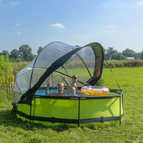 Piscine hors sol ronde Lime ø300x76cm avec pompe filtrante et dôme – Exit Toys
