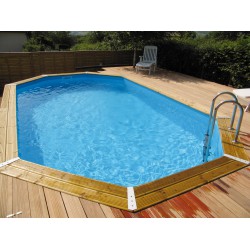 Piscine bois octogonale allongée 400x610cm OCEA toute équipée UBBINK