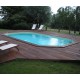 Piscine bois octogonale allongée 400x610cm AZURA toute équipée UBBINK