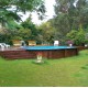 Piscine bois octogonale allongée 400x610cm AZURA toute équipée UBBINK