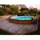 Piscine bois octogonale allongée 400x610cm AZURA toute équipée UBBINK