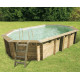 Piscine bois octogonale allongée 400x610cm AZURA toute équipée UBBINK