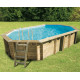 Piscine bois octogonale allongée 400x610cm AZURA toute équipée UBBINK