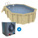Piscine bois octogonale allongée 400x610cm AZURA toute équipée UBBINK