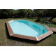 Piscine bois octogonale allongée 400x610cm AZURA toute équipée UBBINK