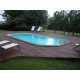 Piscine bois octogonale allongée 400x610cm AZURA toute équipée UBBINK