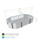 Piscine bois octogonale allongée 400x610cm AZURA toute équipée UBBINK
