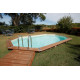 Piscine bois octogonale allongée 400x610cm AZURA toute équipée UBBINK