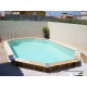 Piscine bois octogonale allongée 400x610cm AZURA toute équipée UBBINK