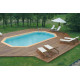 Piscine bois octogonale allongée 400x610cm AZURA toute équipée UBBINK